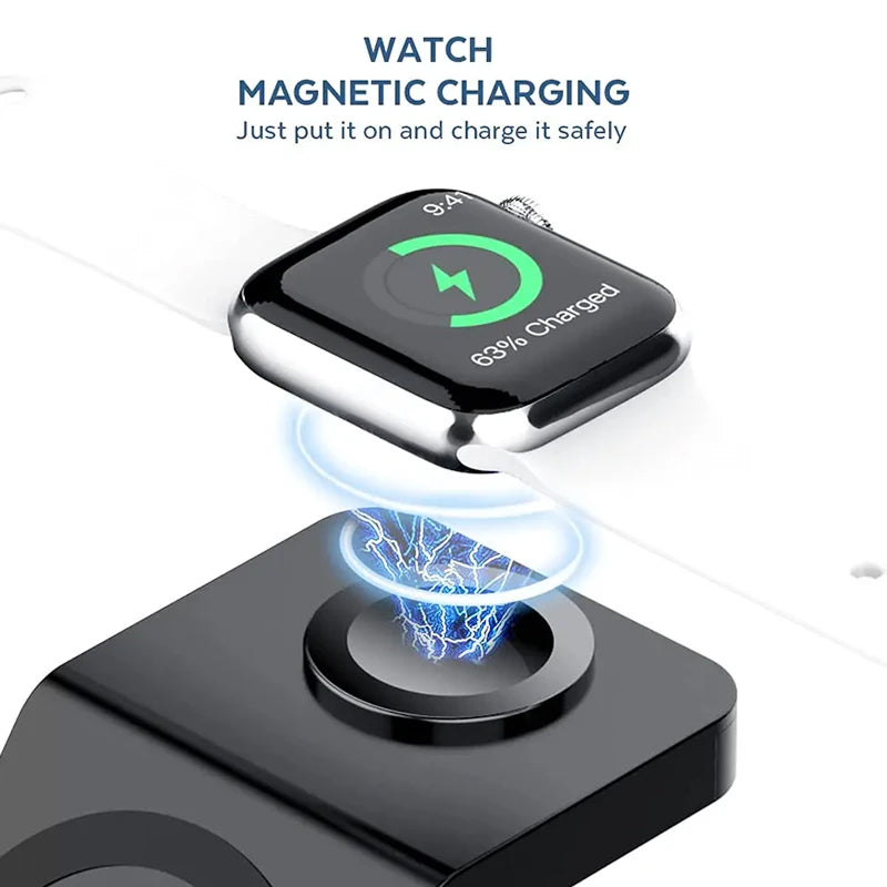PoweriClip 3-in-1 Magnetic Wireless Charging Station for iPhone, Watch & AirPods