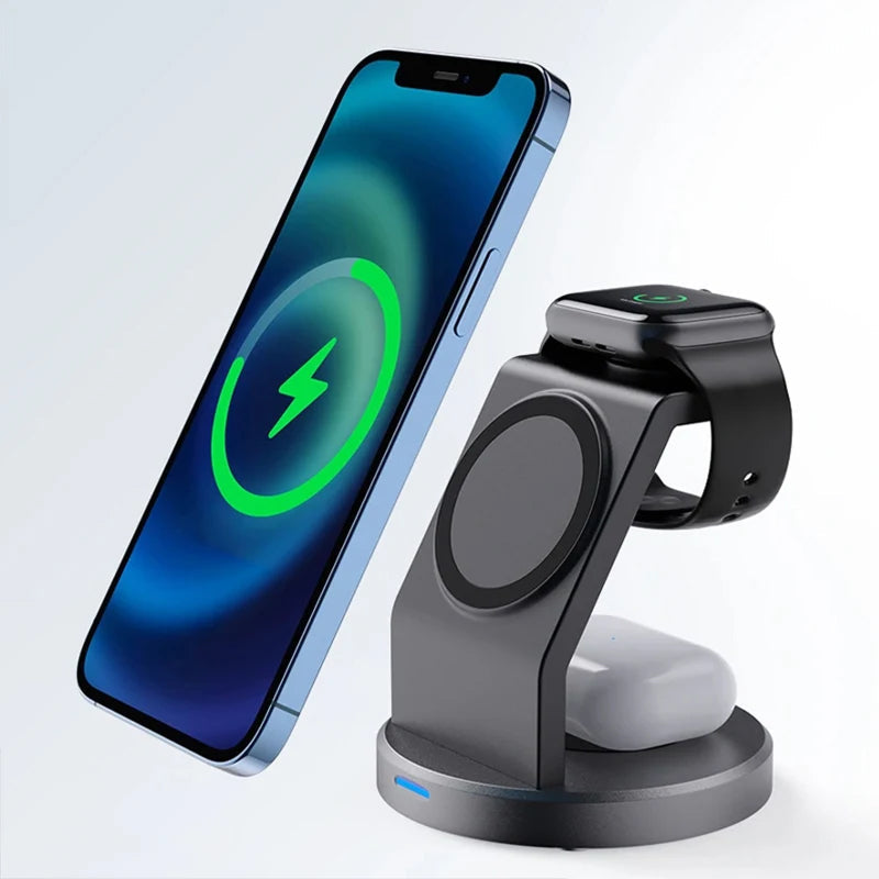 PoweriClip 3-in-1 Magnetic Wireless Charging Station for iPhone, Watch & AirPods