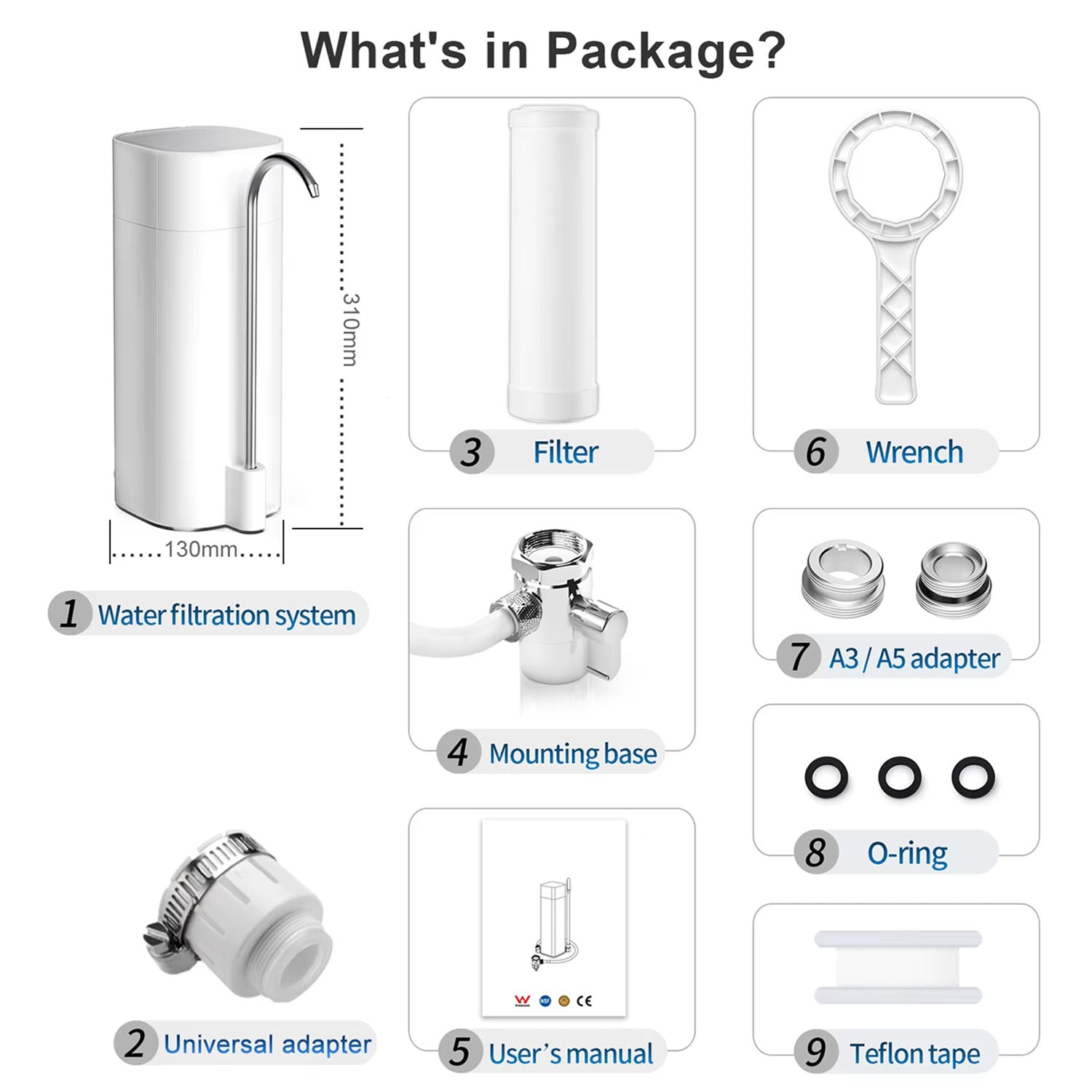PuryTapi 4-in-1 Countertop Faucet Water Filter