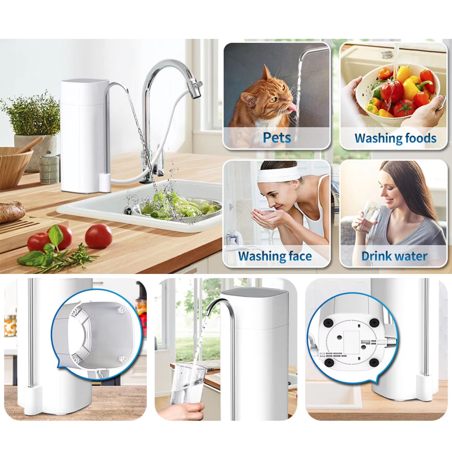 PuryTapi 4-in-1 Countertop Faucet Water Filter