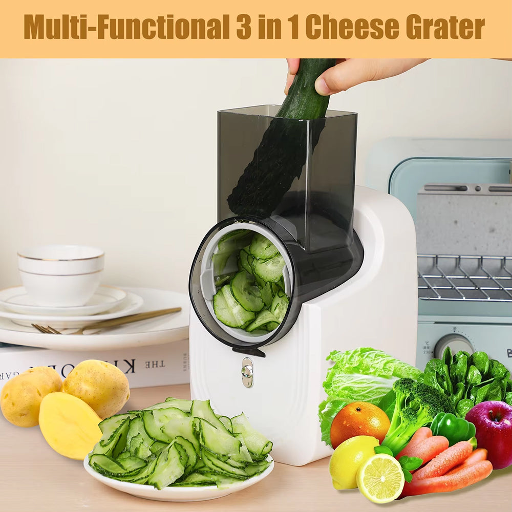 RazeiLia Electric Cheese Grater and Vegetable Slicer 3-in-1