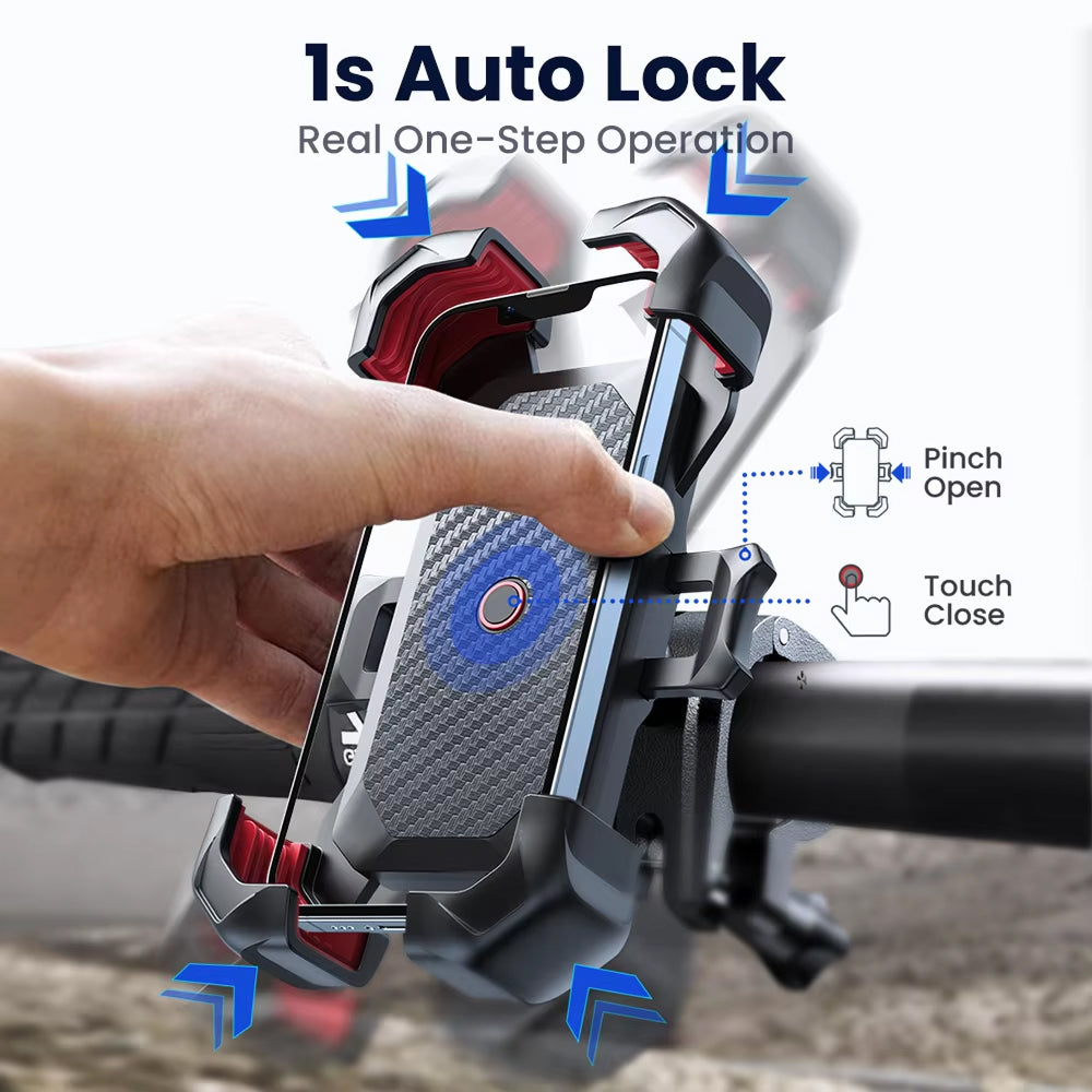 RidoFolix Universal Bike & Motorcycle Phone Mount with 1s Auto-Lock