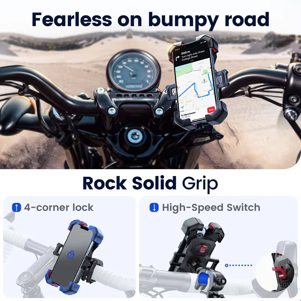 RidoFolix Universal Bike & Motorcycle Phone Mount with 1s Auto-Lock