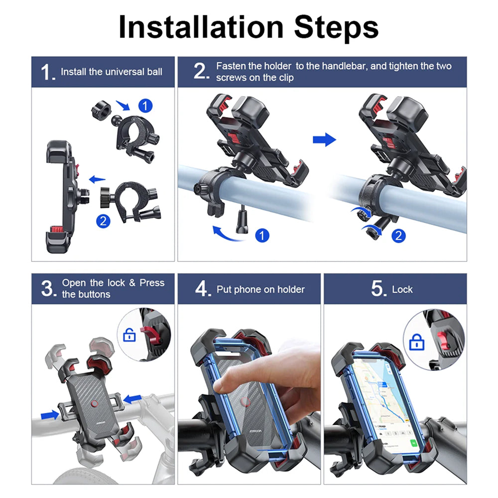 RidoFolix Universal Bike & Motorcycle Phone Mount with 1s Auto-Lock