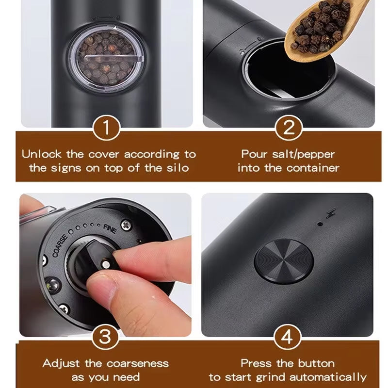 SalteSonic Rechargeable Salt and Pepper Grinder Set