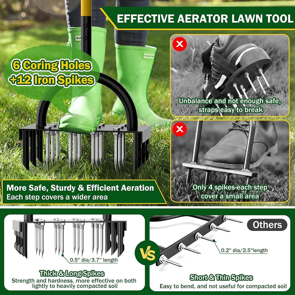 SoiluDril Dual-Action Manual Lawn Aerator for Soil Compaction