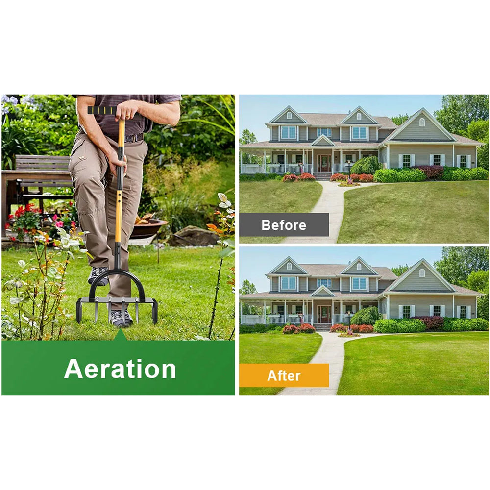 SoiluDril Dual-Action Manual Lawn Aerator for Soil Compaction