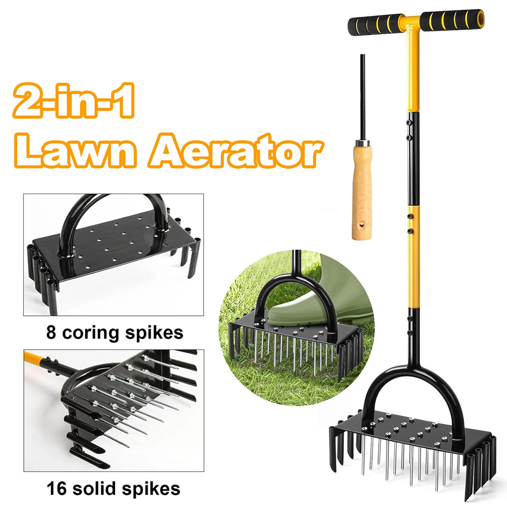 SoiluDril Dual-Action Manual Lawn Aerator for Soil Compaction