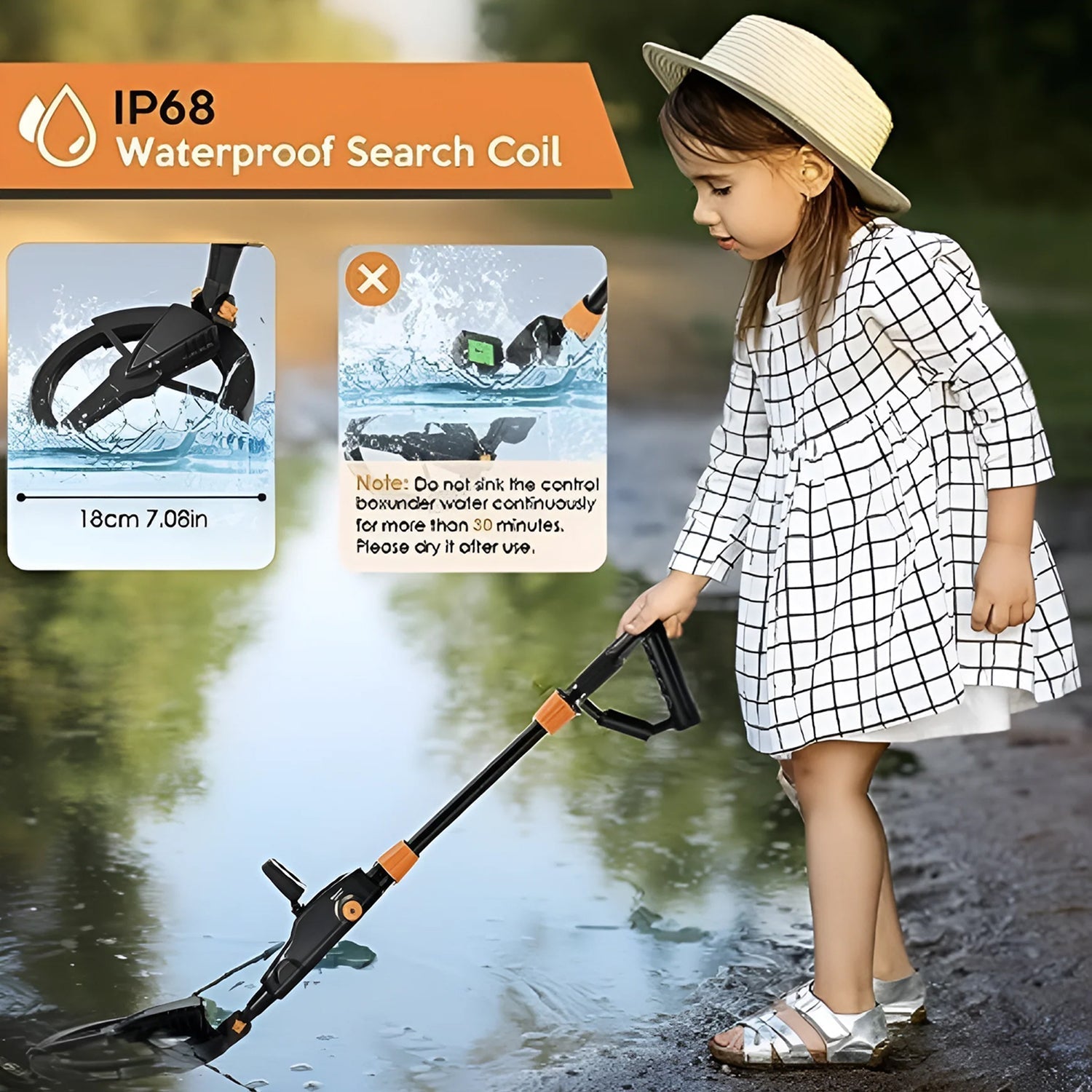 TiniTrak Waterproof Metal Detector for Kids with 10.5" Depth