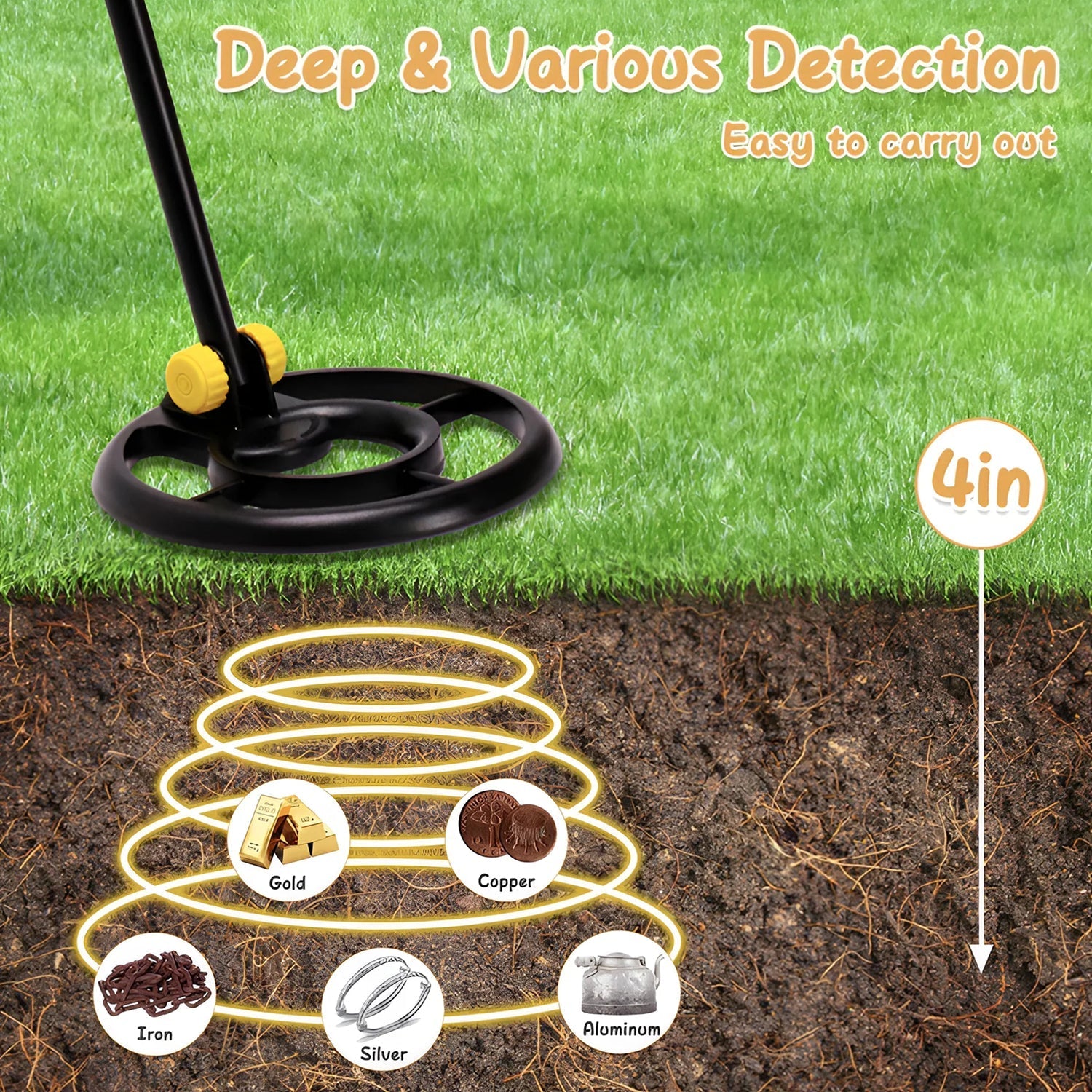 TiniTrak Waterproof Metal Detector for Kids with 10.5" Depth