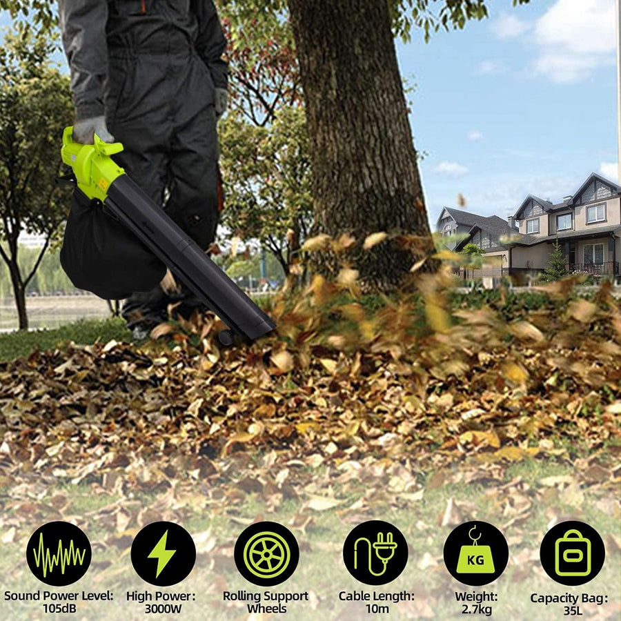 VacoLeaf 3000W 3-in-1 Cordless Leaf Blower Vacuum and Mulcher