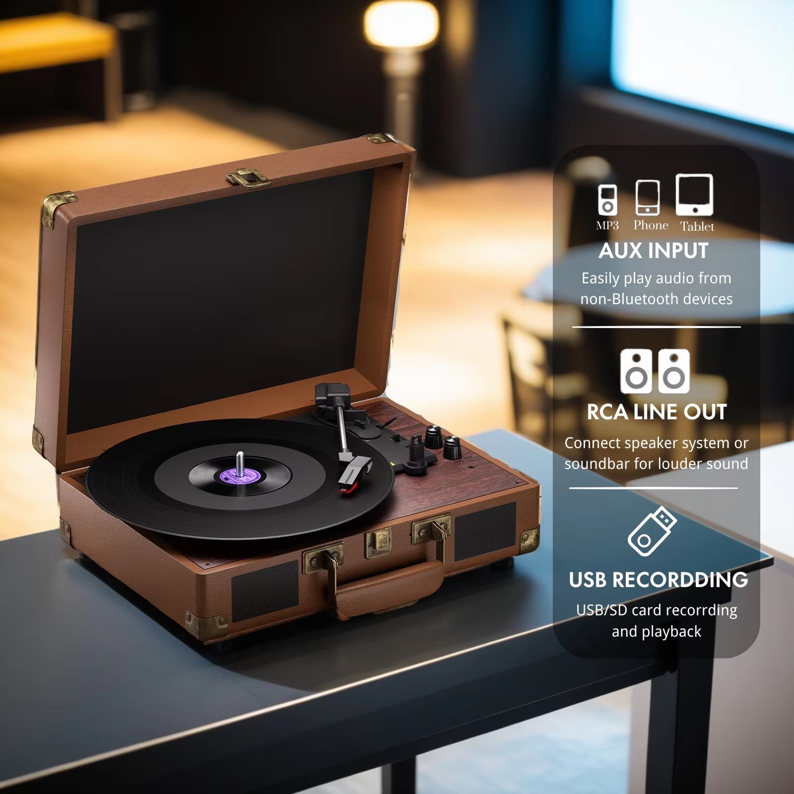 VinyyLux - Record Player With Speakers